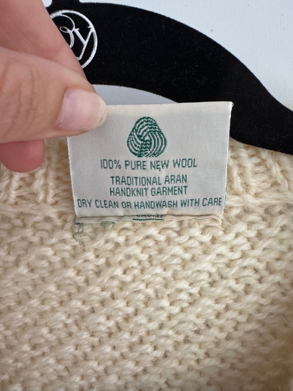 Vintage Blarney Woolen Mill Cream Cable Knit Button-Front Cardigan Sweater - Picture 4 of 6